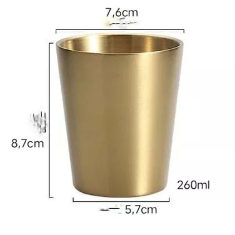 Gelas Korea Stainless Steel Gold 304 Double Wall Anti Karat Bahan Tebal / Gelas Model Korea