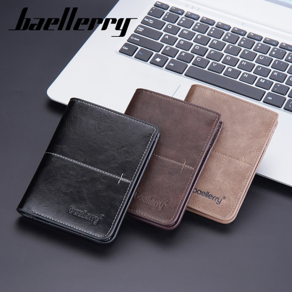ORIGINAL BAELLERRY D3242 VERTIKAL DOMPET UANG LIPAT MOTIF TEGAK BAHAN KULIT PU KILAT
