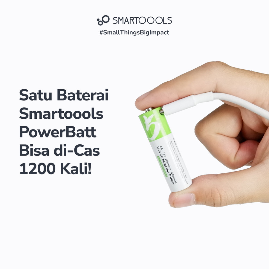 Smartoools Baterai AA PowerBatt USB Type-C Rechargeable