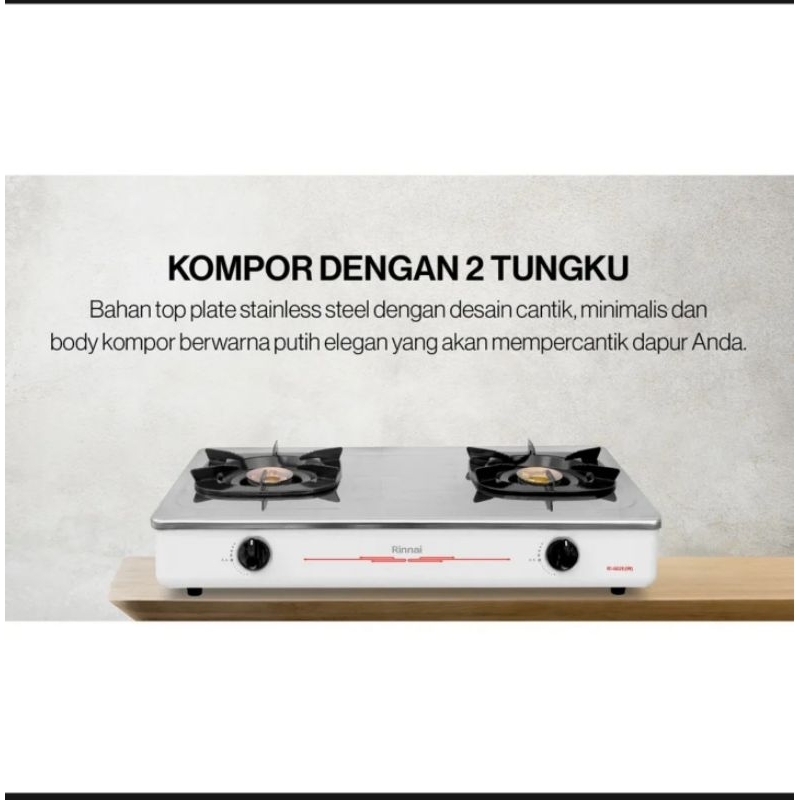 Rinnai Kompor Gas 2 tungku RI602E (W) White Garansi Resmi