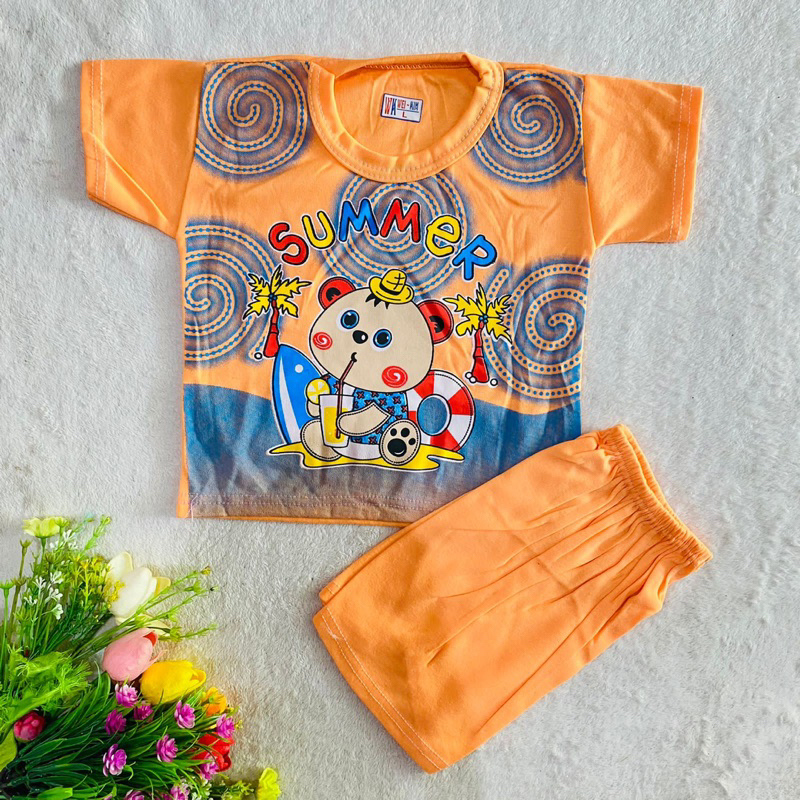 Setelan Anak 1 2 Tahun Anak Cowok Laki laki lengan pendek celana pendek Summer baby set lucu kekinian terbaru viral ( Setelan SUMMER Baby Dring )