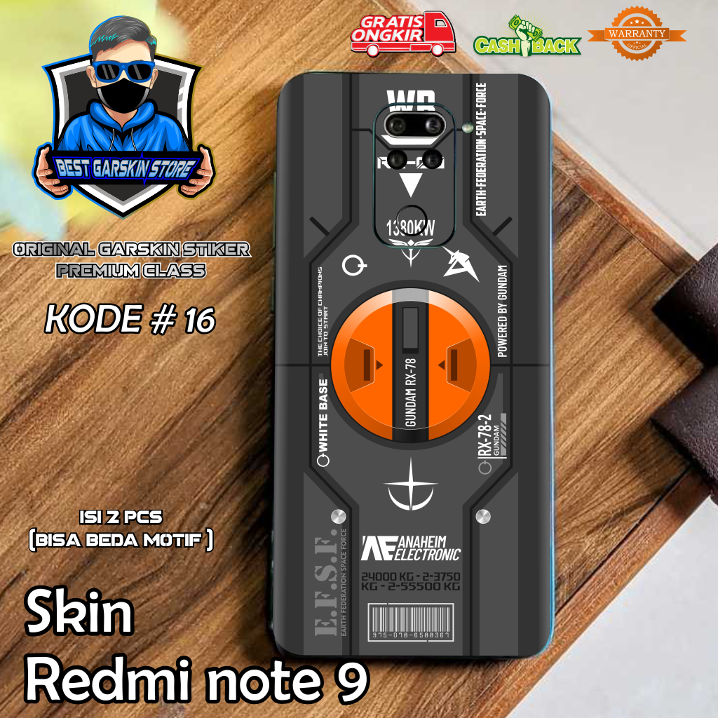 Isi 2 Pcs Garskin Protector Redmi Note 9 Motif 16-20 ( Bisa Request Gambar sendiri)