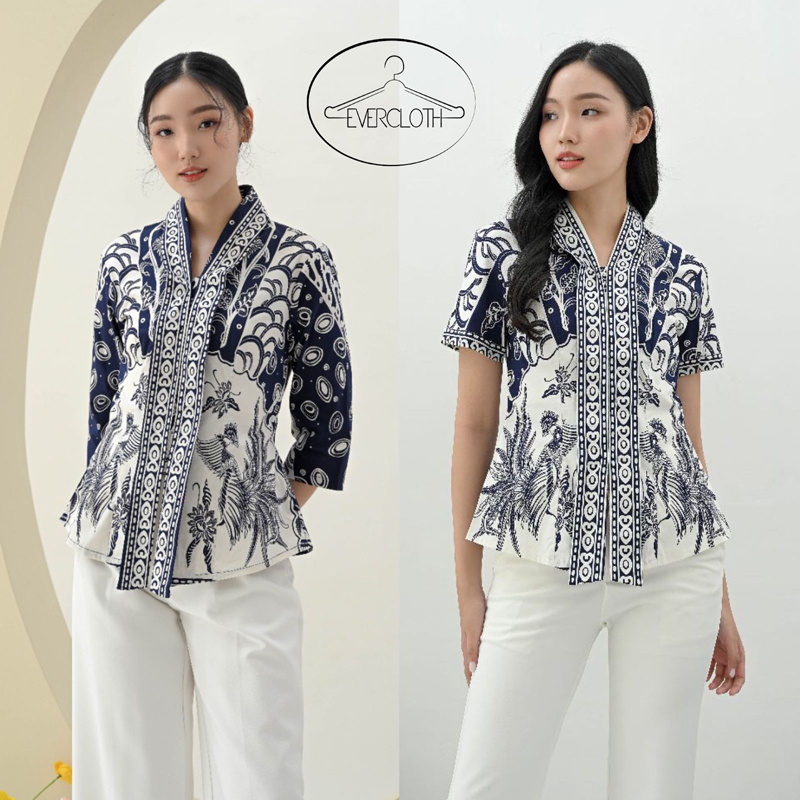 Evercloth Bira Long Atasan Batik Wanita Batik Lengan Panjang Batik Modern