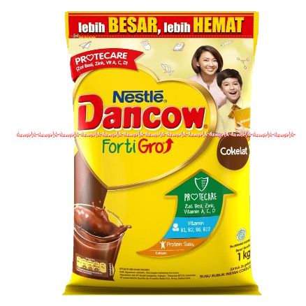 Nestle Dancow Fortigro 1Kg Chocolate Protecare Susu Cokelat Kemasan Plastik Pouch Bubuk Coklat 1000gr