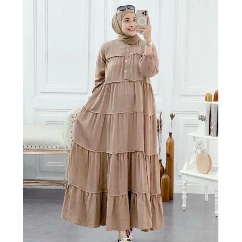 TERBARU BISA COD INARA MIDI DRESS/MIDI DRESS KOREAN/MIDI DRESS CRINKLE/MIDI DRESS KOREAN STYLE/MIDI DRESS TERBARU/TERLARIS/MIDI DRESS KEKINIAN/MIDI DRESS VIRAL/DRESS WANITA MUSLIM