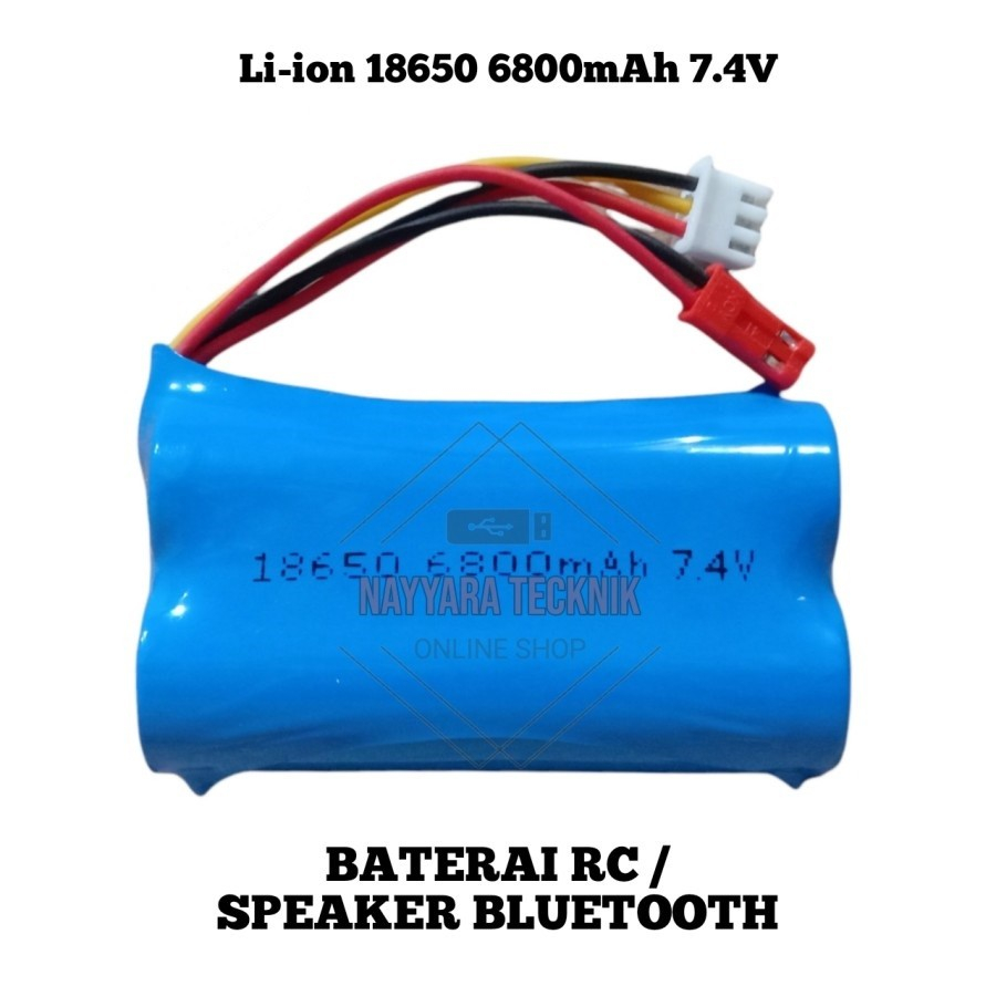 Baterai RC 2S 6800mAh 7,4V 7.4V Soket Double Putih 3Pin &amp; JST MERAH