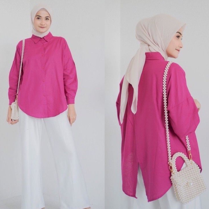 kemeja linen nelka shirt / kemeja wanita oversize terbaru wanita