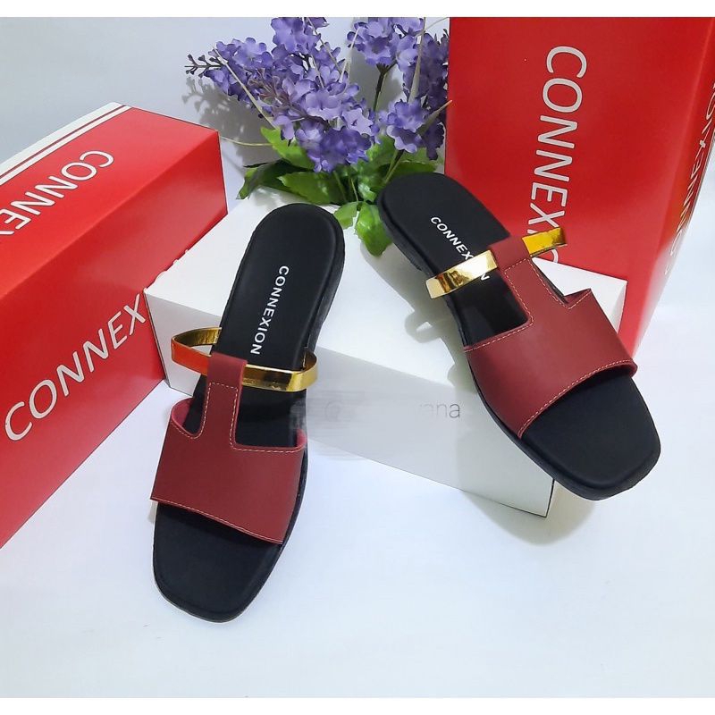 Sandal wanita selop connexion  / sandal kokop slip on terbaru kode SlGold 01