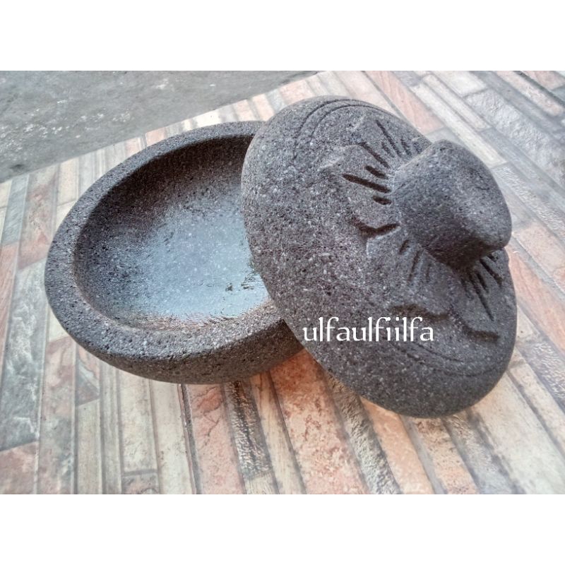 Cobek mangkok Tahu Tek dengan Tutup