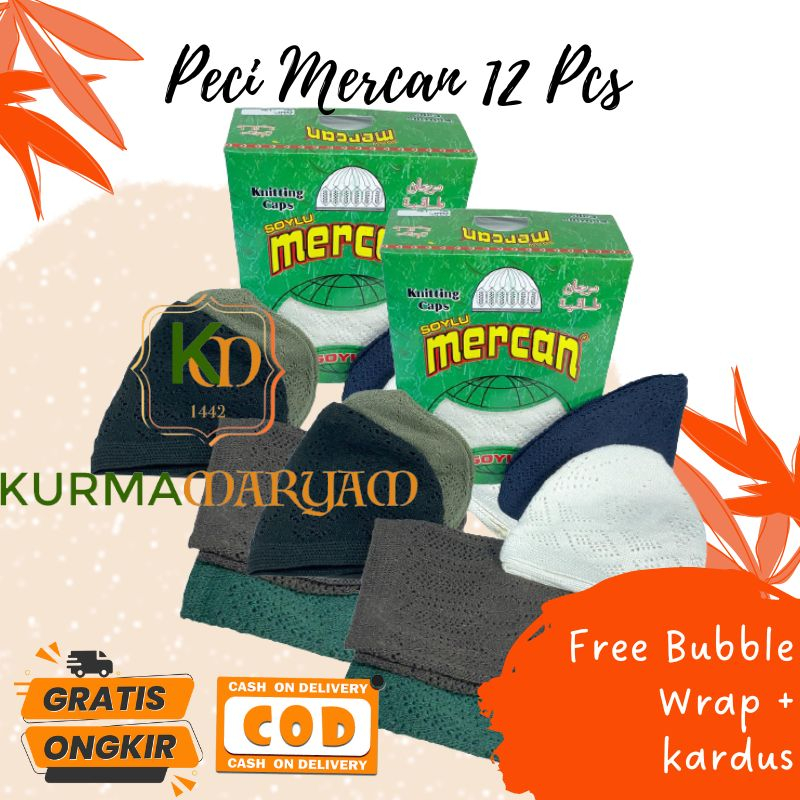 Peci Rajut Komputer Soylu Mercan 12 Pcs Murah Tebal Berkualitas Souvernir Dewasa Polos || Peci haji 