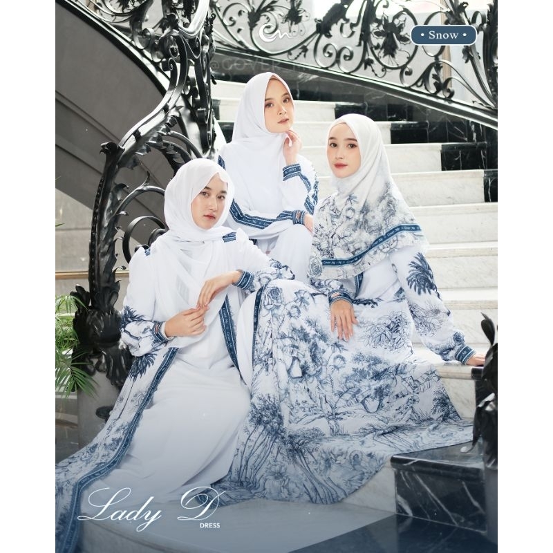 Ready Lady Dress gamis printing Broidery Hanum ceruty bordir pashmina by cover me