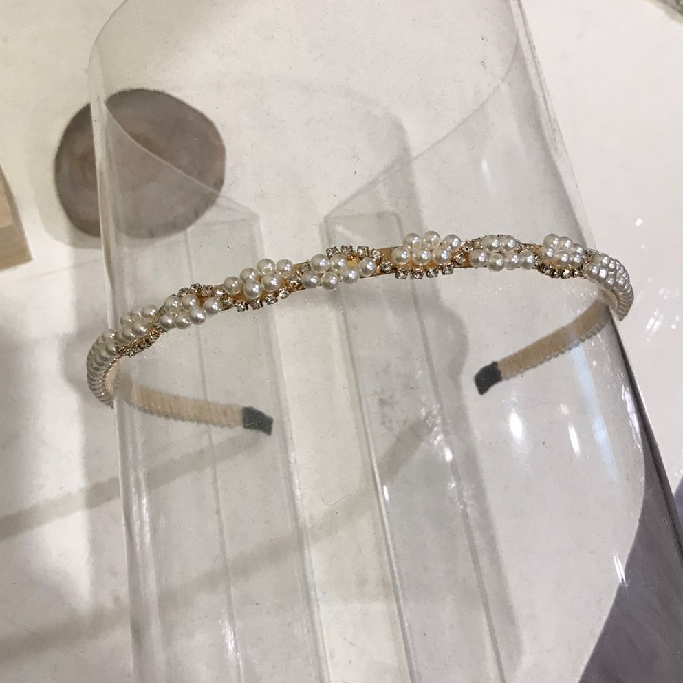 Bando Mutiara Zigzag Rata / Bando Mutiara List Hitam Permata Rainar HOPYLOVY