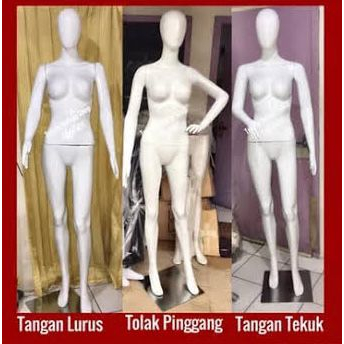 Manekin Patung Full Body Alien Variasi Tangan | Manekin Fiberglass Cewek Dewasa Warna Putih Wanita