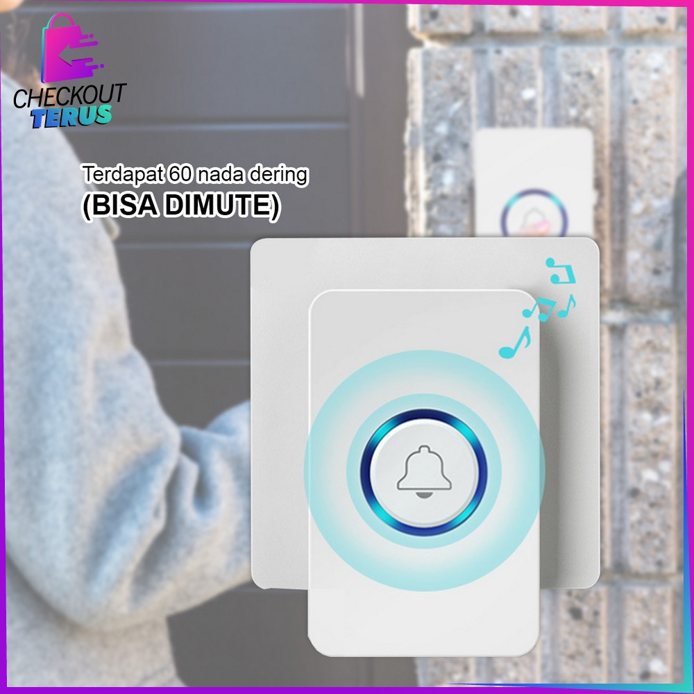 CT C847 Bel Rumah Wireless Tanpa Kabel Nirkabel Waterproof Remote 1 Transmitter 1 Receiver Door Bell Rumah Kantor