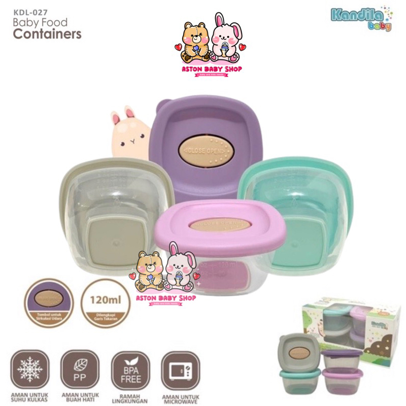 Kandila Baby Food Container 4 x 120 ml KDL027 Baby Food Storage Kotak Mpasi Wadah Mpasi