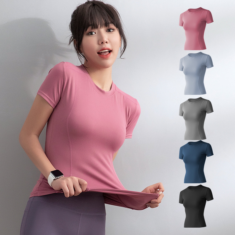 DSM Baju Olahraga Wanita 6762 Kaos Sport Senam T-shirt Baju Wanita Lengan Pendek Gym Yoga Wanita Murah