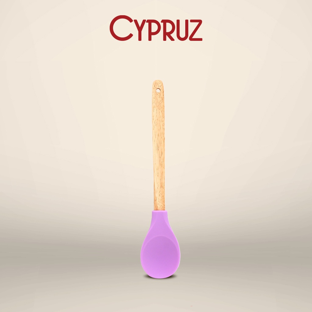 Cypruz Utensil Serving Spoon Silicone + Gagang Bambu AM 1003
