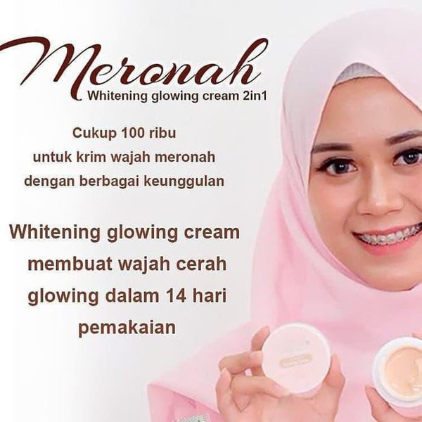 cream meronah glowing flek bpom 2 in 1  pemutih wajah bpom ori dan cepat glowing permanen