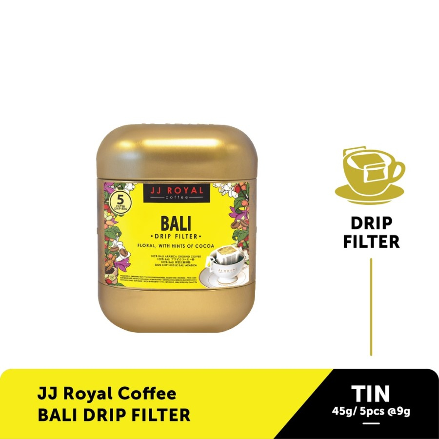 

JJ ROYAL Coffee Bali Arabica Drip Filter 45gr (5pcsX9gr) Tin