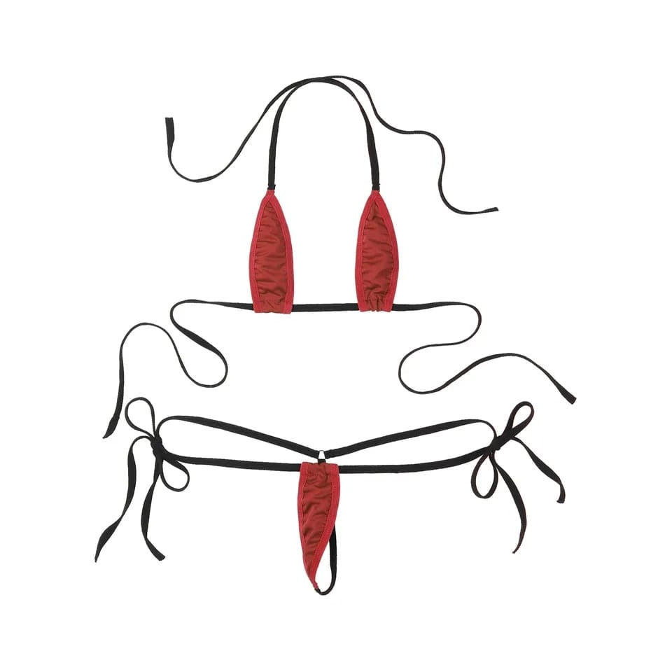 Set Lingerie Thong G string Bra Bikini Pantai / Baju Renang Micro Bikini Seksi SG010