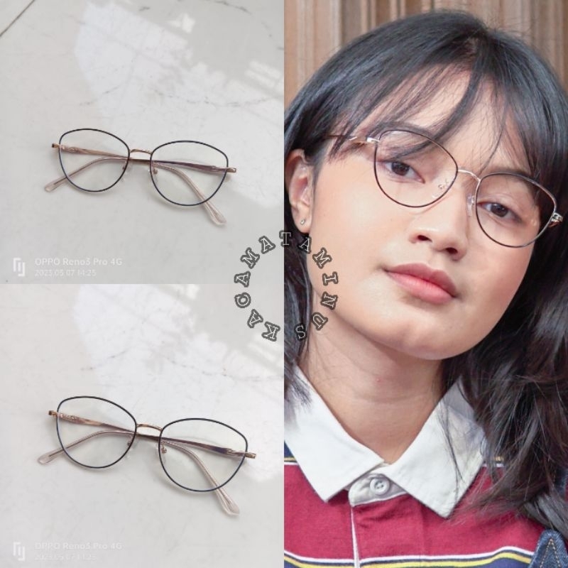 Frame Kacamata Cat Eye metal kode 6656