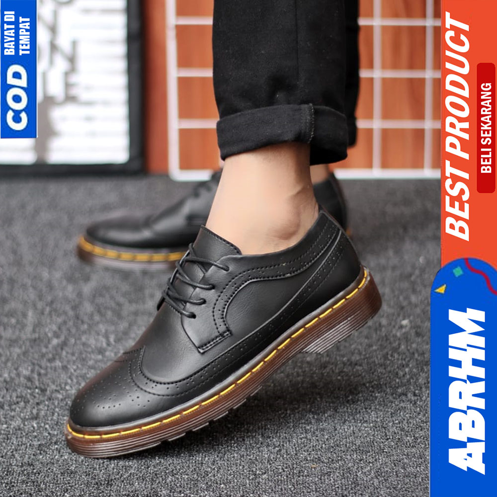 ABRHM Sepatu Formal Pantofel Docmart Low Boots Pria Casual Kulit Kerja Pria FUNAKI