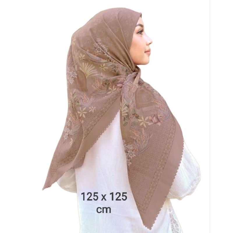 DISKON !! HIJAB SEGI EMPAT SYARI MOTIF FLORYN JILBAB VOAL PREMIUM KERUDUNG PERSEGI UKURAN JUMBO