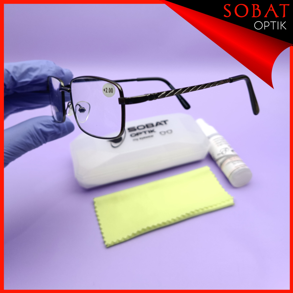 kacamata baca bahan metal ukuran +1.00 sampai +3.00
