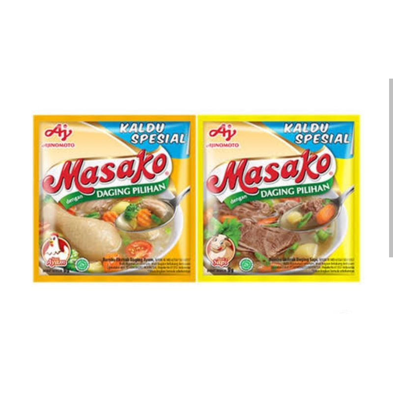 

Masako Ayam Sapi 1 Renceng isi 6-12 Sachet