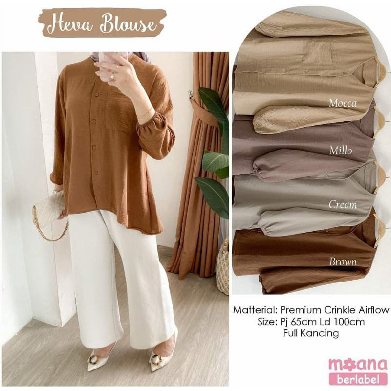 Aisa Blouse Crinckle premium - Heva blouse Oversize crinckle - Kemeja Blouse Wanita