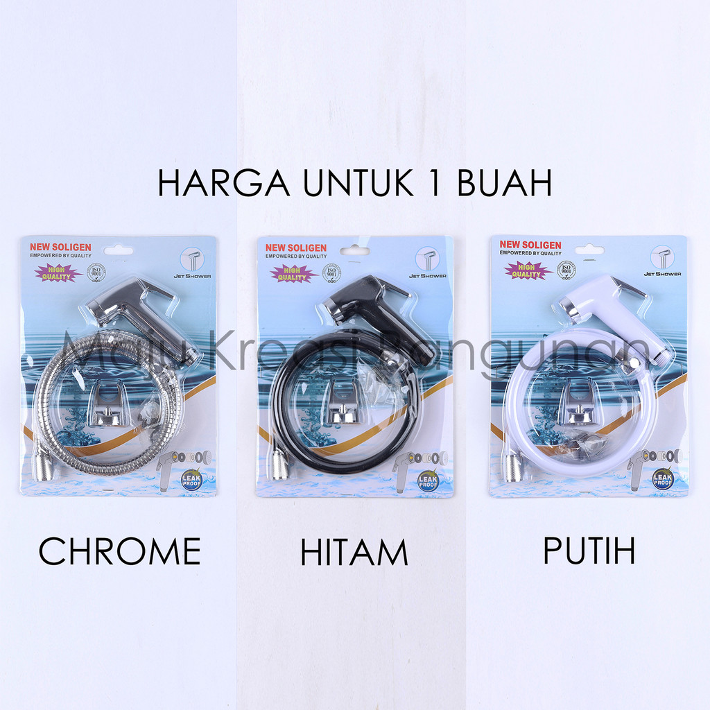 Jet Shower SOLIGEN Set Kepala Washer Toilet Cebok Chrome Selang Stainless Nekel Nikel Bidet Putih Hitam