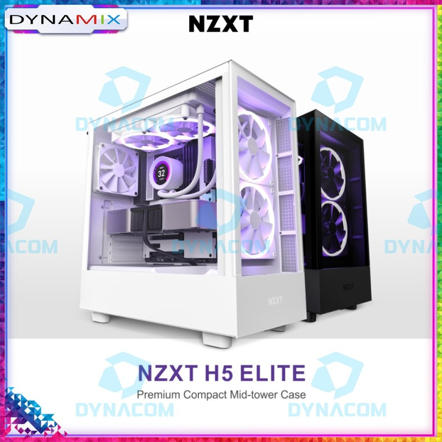 [+palet kayu] NZXT H5 ELITE ATX Premium Compact Mid-tower Gaming Case - Matte White or Matte Black