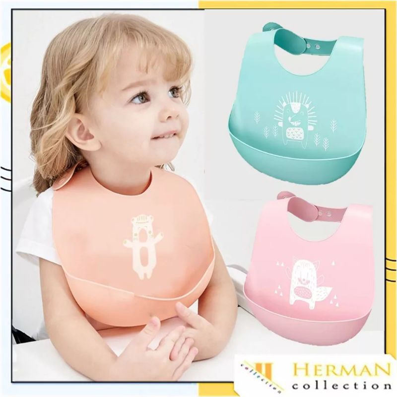 Celemek makan bayi karakter apron baby silicon slabber perlengkapan bayi