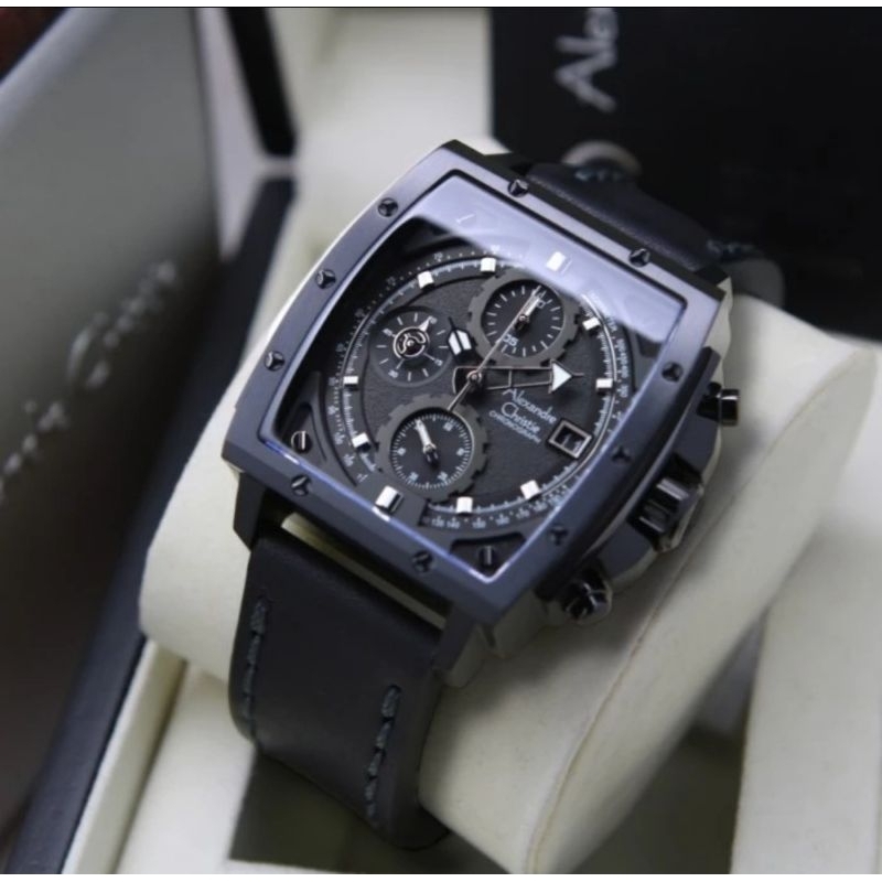 jam tangan pria original alexandre christie AC6376MC BLACK