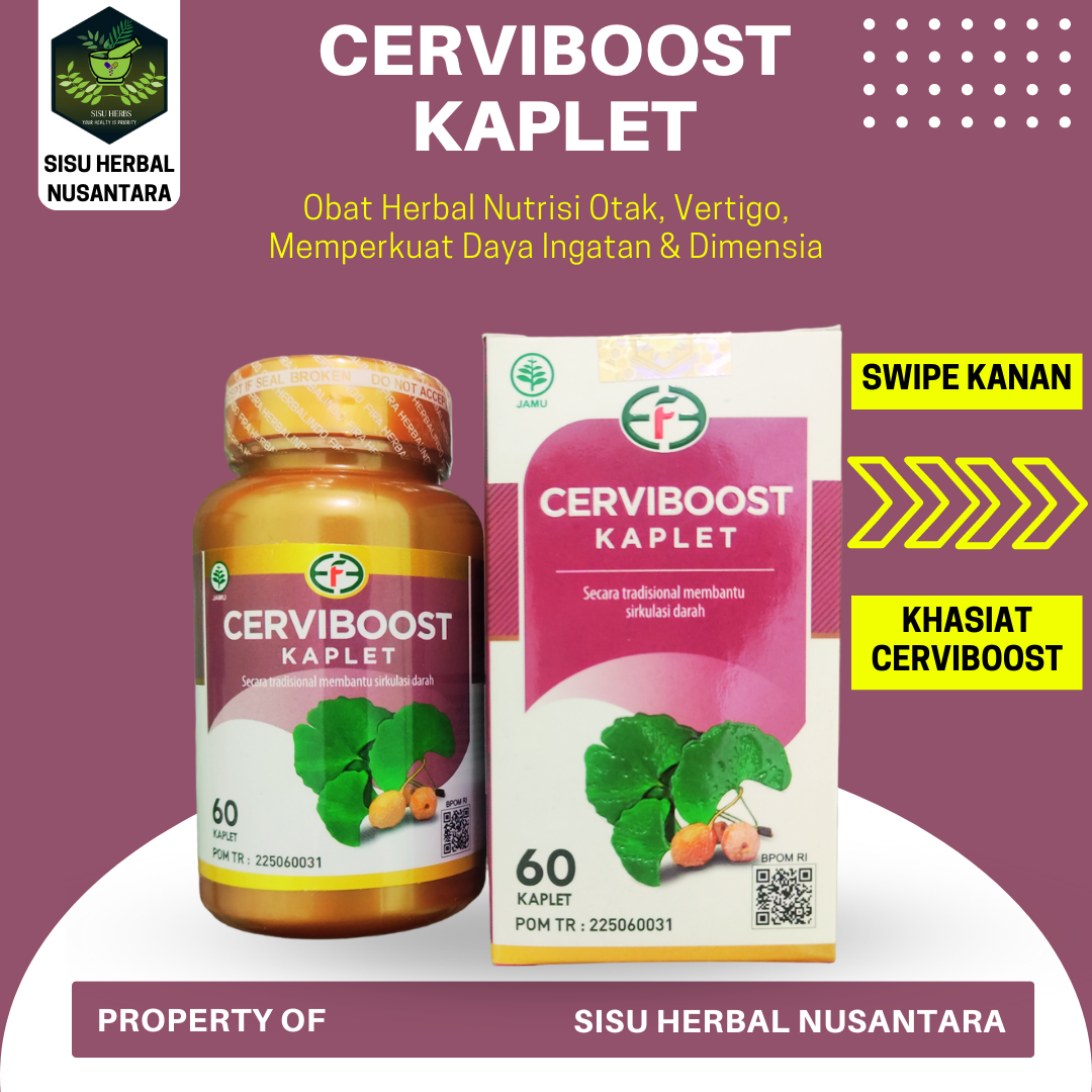 Kaplet Cerviboost Asli Herbal Terbaik Untuk Nutrisi Otak Secara Alami Cerfiboost Obat Herbal Migrain Sakit Kepala Vertigo ORIGINAL