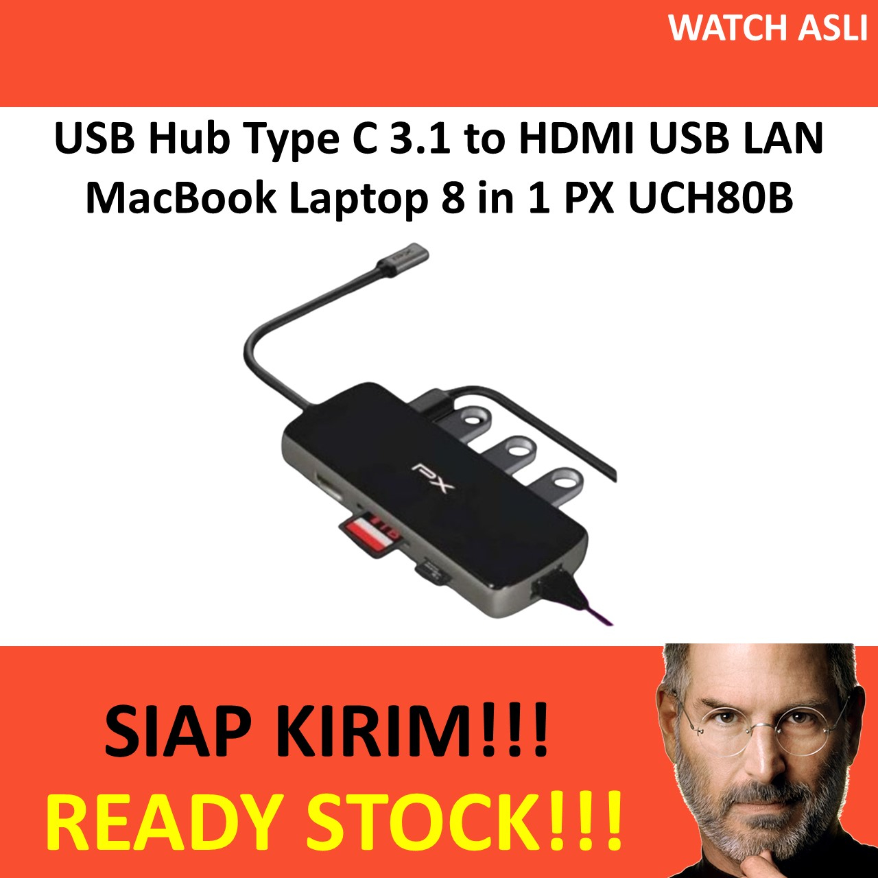 USB Hub Type C 3.1 to HDMI USB LAN MacBook Laptop 8 in 1 PX UCH80B