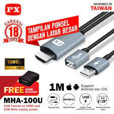 Type C USB Smartphone ke TV HDMI Kabel Converter PX MHA-200C 2 Meter