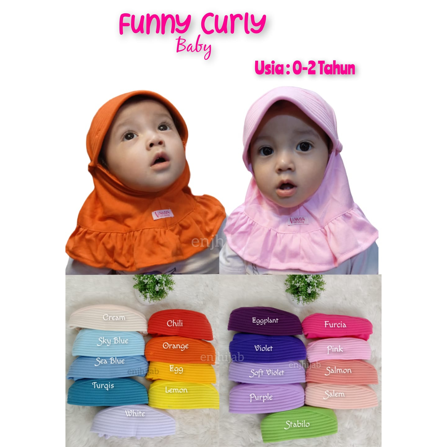 Kerudung Anak Bayi Curly Lucu 0 1 2 Tahun Jilbab Balita Kekinian Bahan Kaos Adem Enjhijab