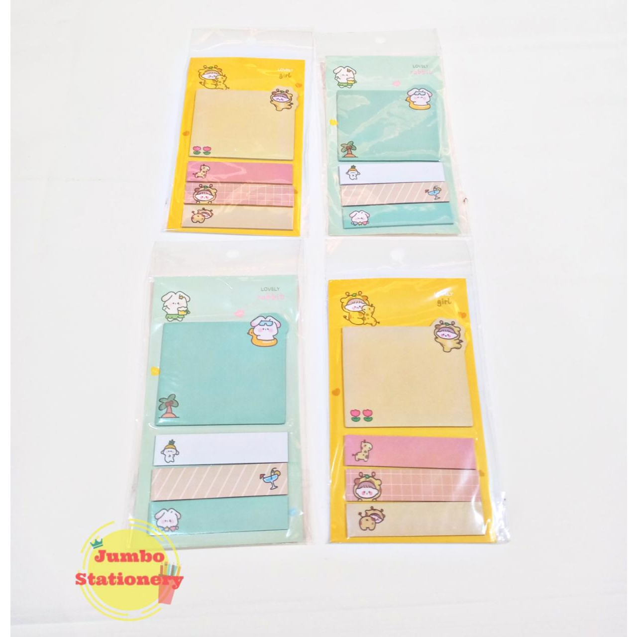 Sticky Notes Motif Kertas Memo Karakter Kotak dan Persegi Panjang