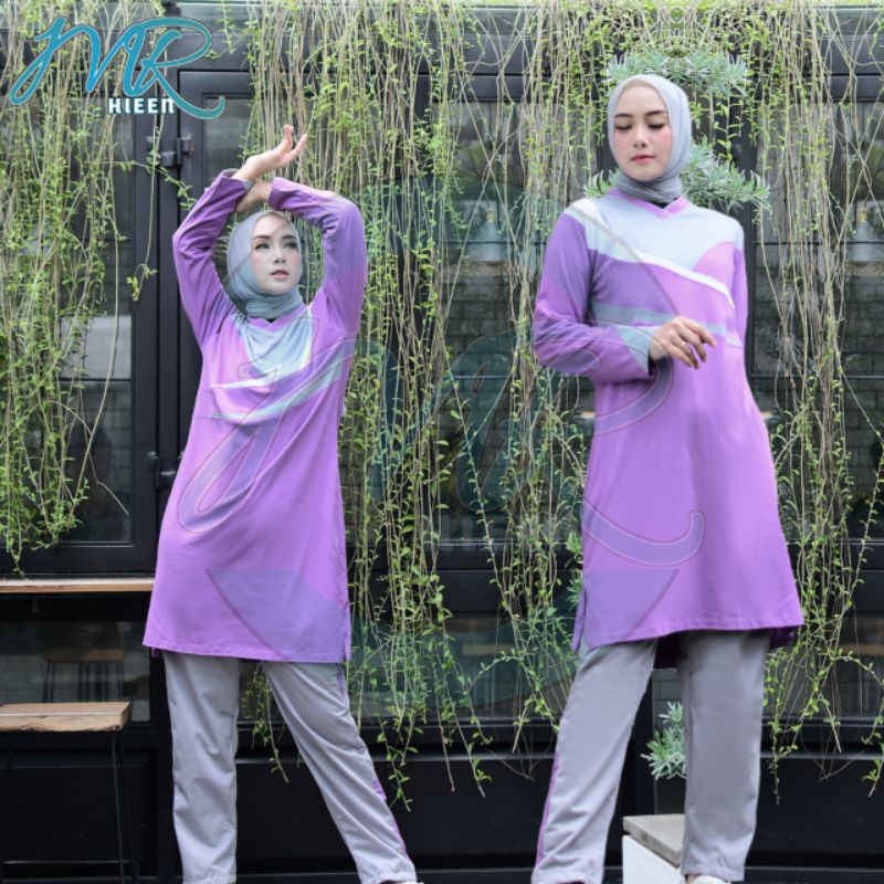 setelan olahraga tunik muslimah wanita/setelan olahraga senam. model terbaru