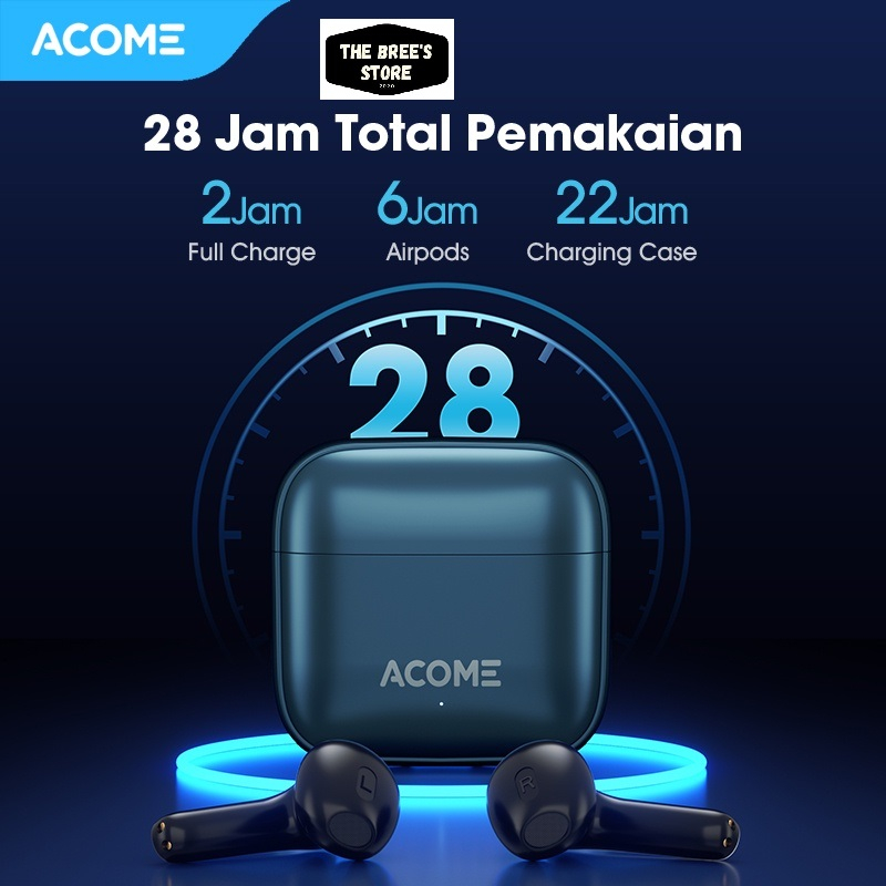 Acome Headset Earphone Bluetooth TWS5.3 ENC Call Noise Reduction 3,5 Gram Ultra Light - Garansi Resmi 1 Tahun Quietpods Q1