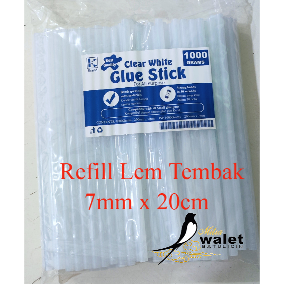 

Isi Lem Tembak Kecil K Brand Refill Lem Bakar 7mm x 20cm 1kg - Putih