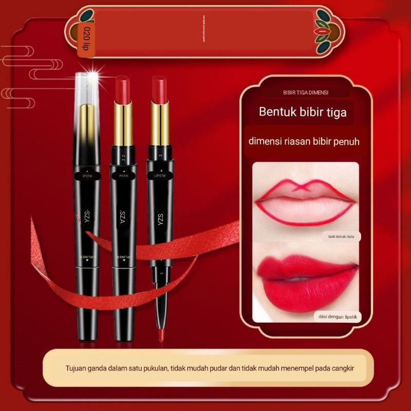 YZS Original Lipstick Lip Liner Matte 2 In 1 Moisturizing Waterproof