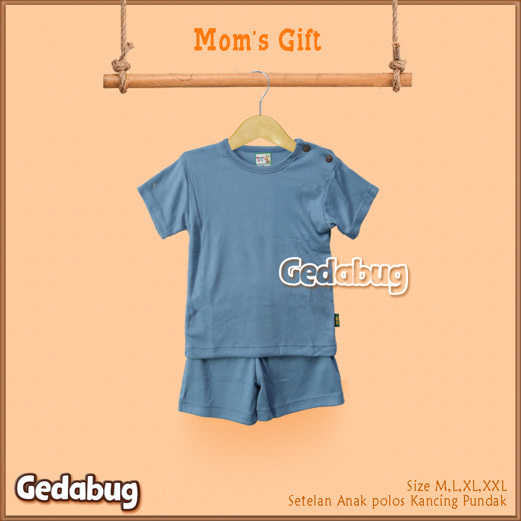 Setelan Kaos Anak Pendek Mom's Gift Polos | Setelan Kaos anak Kancing Pundak | Gedabug