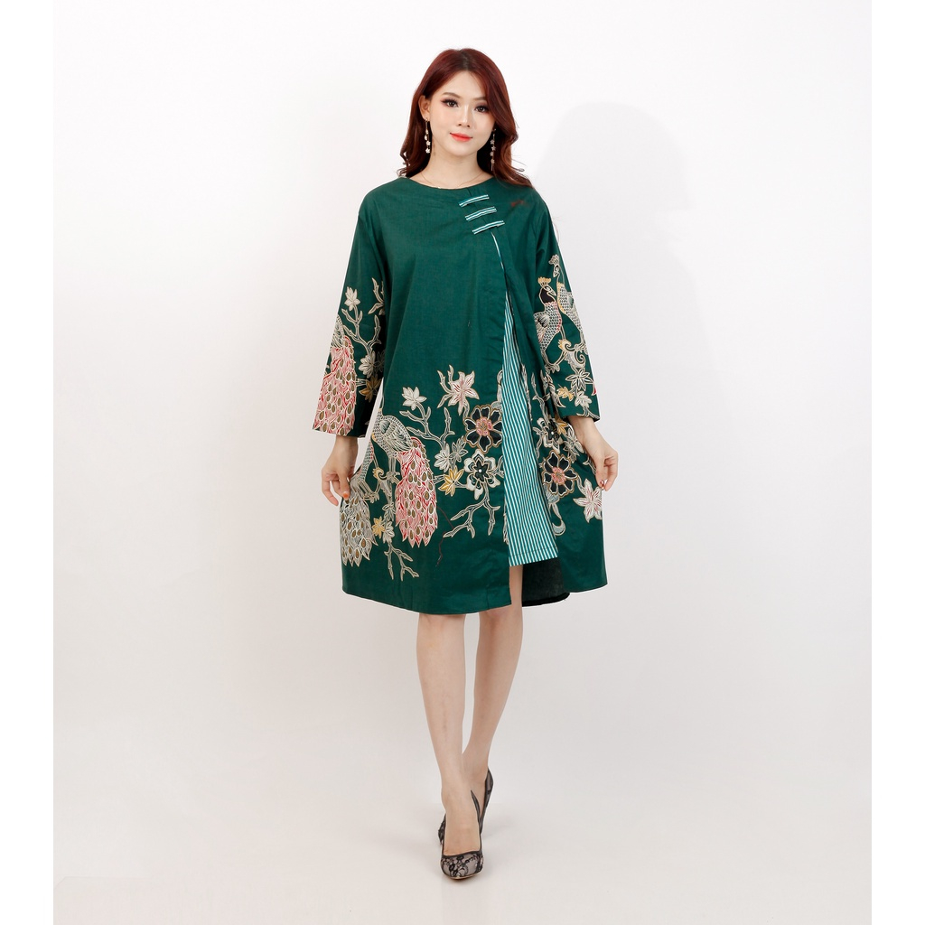 BAJU DRESS BATIK WANITA MODERN JUMBO BIG SIZE 493 LD 120cm XXL XXXL PREMIUM DRESS HAMIL PESTA KERJA 