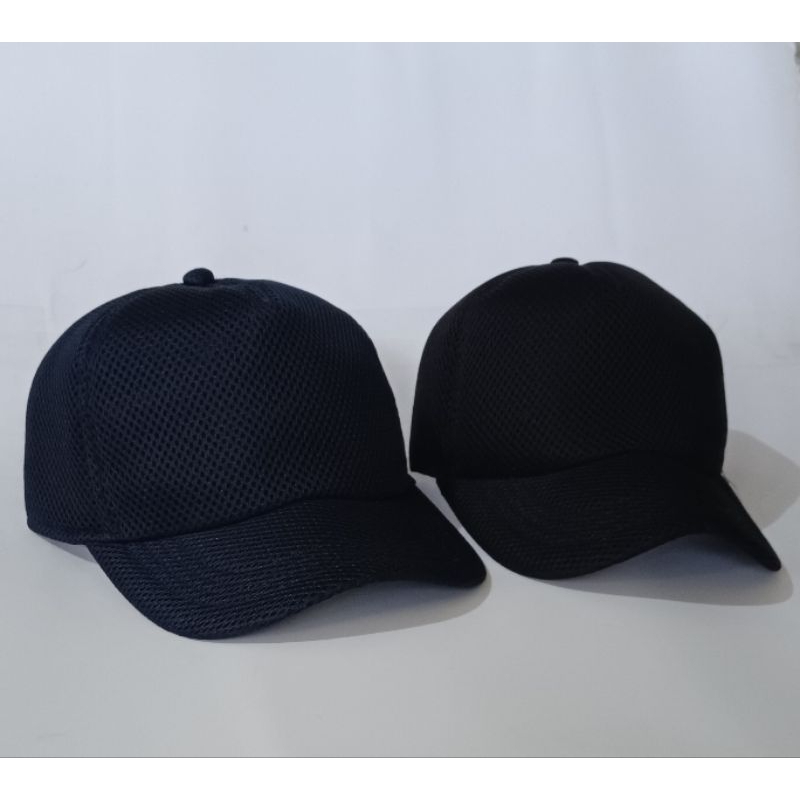 Topi polos jaring hitam / biru dongker