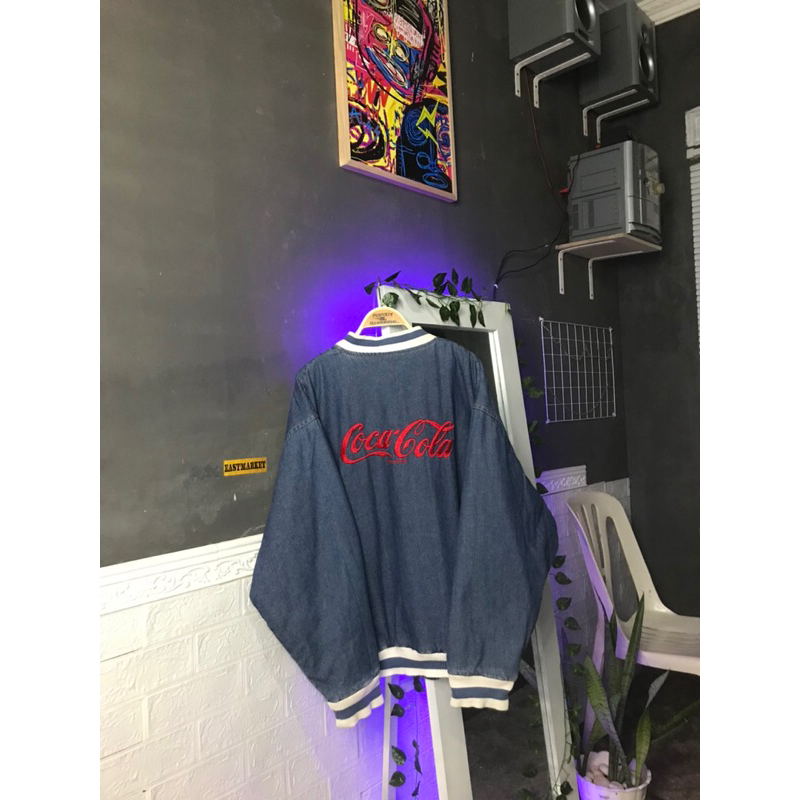 Coca Cola Big Logo Vintage Bomber Denim Jacket
