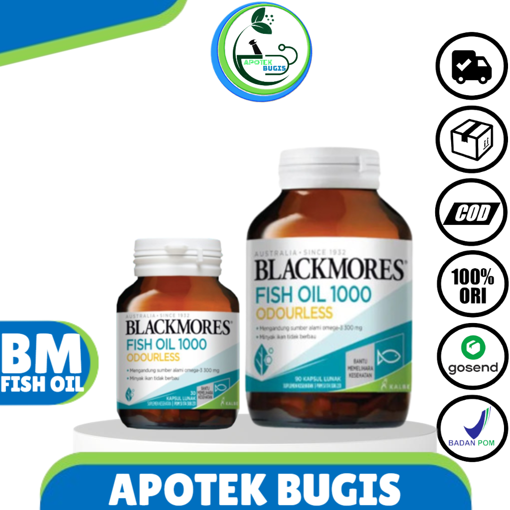 Blackmores Odourless Fish Oil 1000 Minyak Ikan Isi 30-90 Capsules