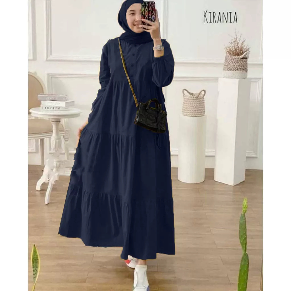 kirania dress/ kirania  gamis  premium katun//  gamis  Wanita fashion muslim/gamis wanita jumbo kekinian premium