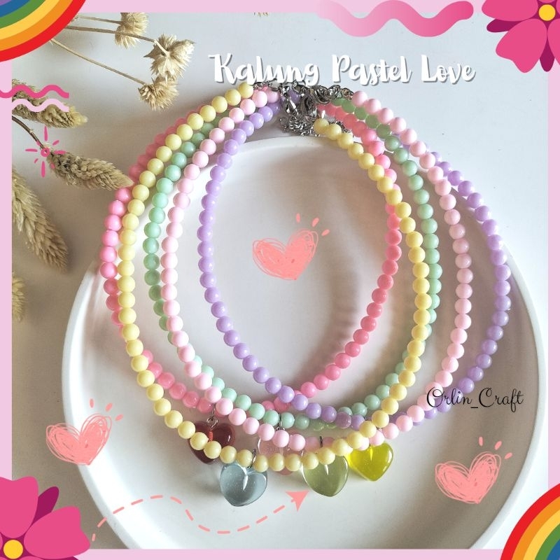 Kalung Love Kalung Pastel Kalung Love Pastel Kalung Warna Warni Kalung Lucu Kalung Remaja Kalung Manik